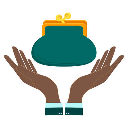 Hand holding a wallet or purseのイラスト素材