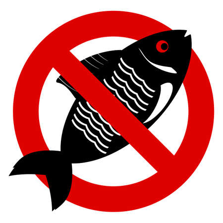 No fish forbidden sign symbol on white background.のイラスト素材