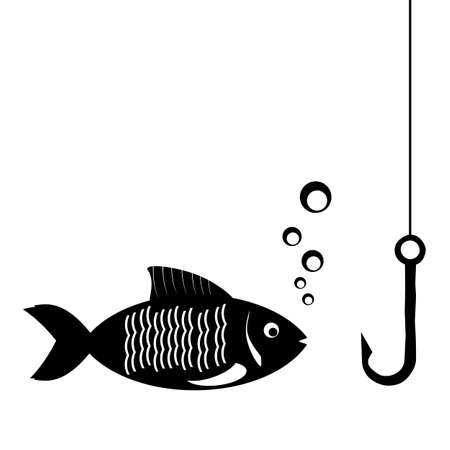 fish and fishing hookのイラスト素材