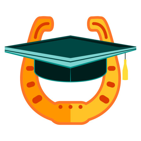 Graduation cap icon, Gold Horseshoeのイラスト素材