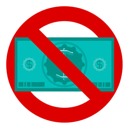 No money. Prohibition of money. Stop dollar sign.のイラスト素材