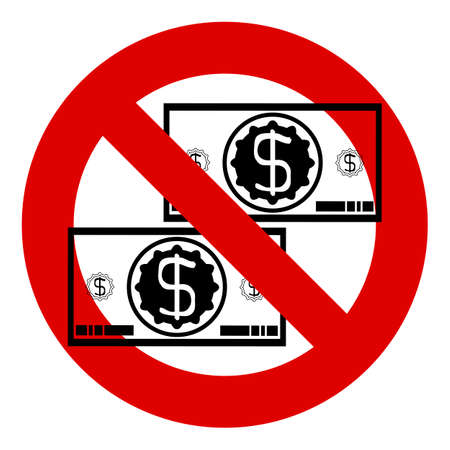 No money. Prohibition of money. Stop dollar sign.のイラスト素材