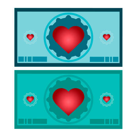 Banknote icon with red heartのイラスト素材