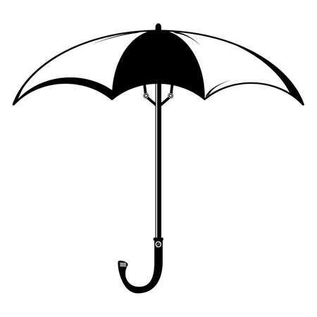 Black and white silhouette of an umbrellaのイラスト素材