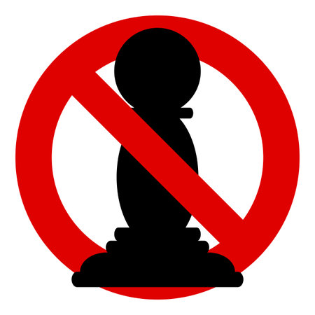 Pawn. Chess icons. No, Ban or Stop signs.  Prohibition forbidden red symbols.のイラスト素材