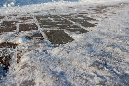 Ice on the pavement slab