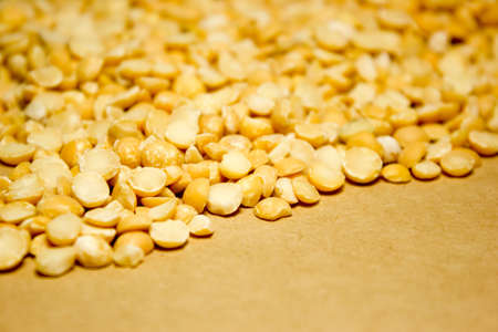 Crushed dried peas on Kraft paperの写真素材