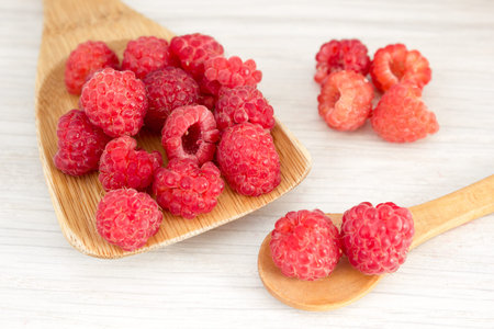 Raspberries on the table