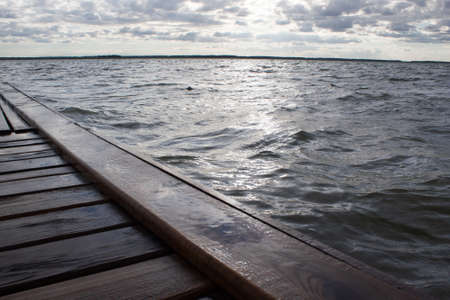 Wooden pier on the seafrontの写真素材