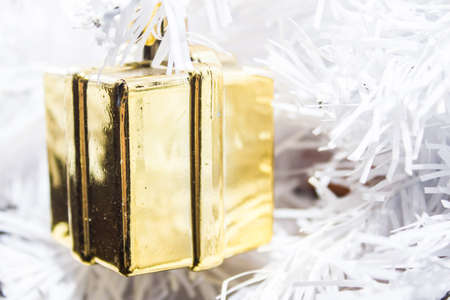 Christmas decorations on white New year treeの写真素材