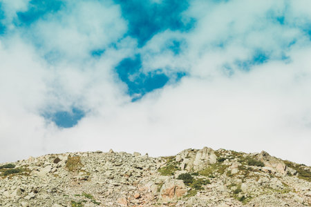 Beautiful mountains and rocks in the sky with clouds