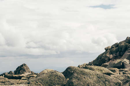 Beautiful mountains and rocks in the sky with cloudsの写真素材