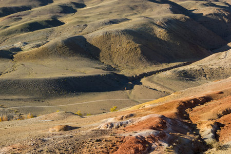 Beautiful gentle hills in soft tones. Autumn nature, travelling through the Altai.の写真素材