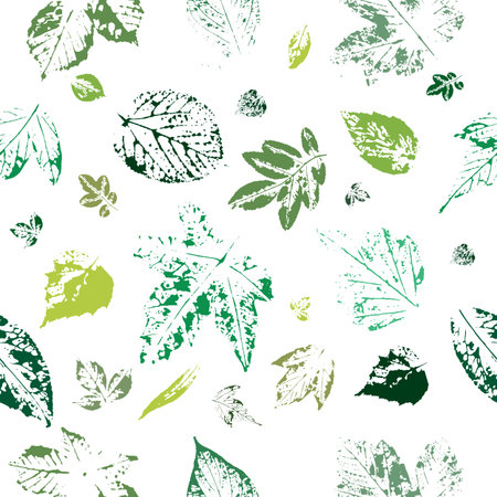 Postcard with leave sprints. Pattern of green leaves.