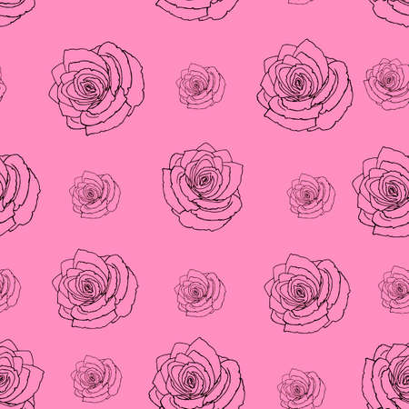 Seamless pattern with red roses on a pink background.
Red roses on a pink background.のイラスト素材