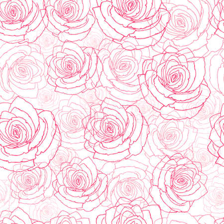 Stylish wallpaper with red flowers on a white background. Abstract background with beautiful roses.のイラスト素材
