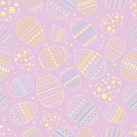 Colorful eggs for Easter on the gray background. Easter set of eggs with beautiful pictures. Set of...