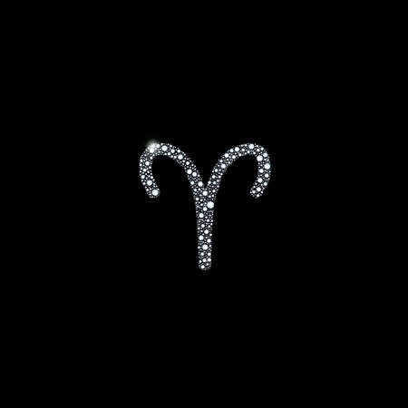 Brooch made of precious stones of different colors and different facets. Zodiac symbol Aries from white diamonds. Fashion accessories for women.のイラスト素材