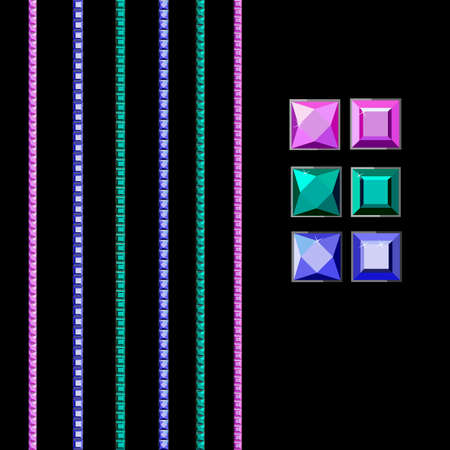 Set with multi-colored diamonds of various cuts. Stylish wallpaper with fashion accessories.のイラスト素材