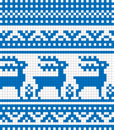 Festive Scandinavian ornament. Bright textiles for fashionable winter clothes. Christmas seamless knitted patternのイラスト素材