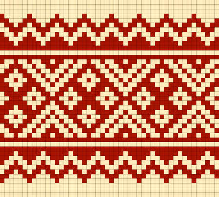 Festive Scandinavian ornament. Bright textiles for fashionable winter clothes. Christmas seamless knitted patternのイラスト素材