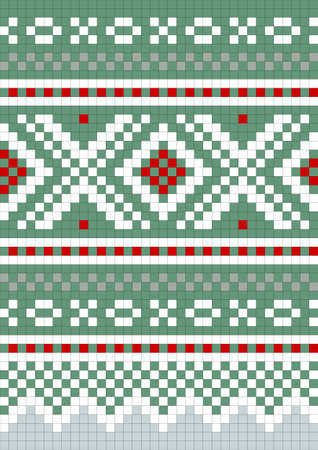 Festive Scandinavian ornament. Bright textiles for fashionable winter clothes. Christmas seamless knitted pattern.のイラスト素材