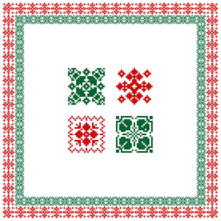 Festive Scandinavian ornament. Bright textiles for fashionable winter clothes. Christmas seamless knitted pattern.のイラスト素材