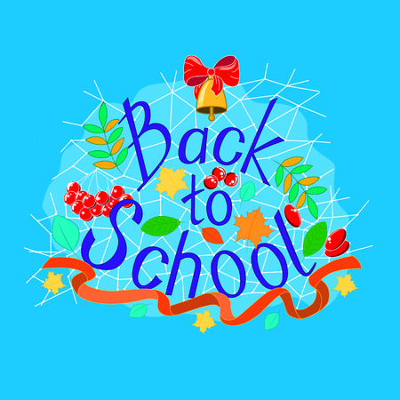 inscription back to school on blue backgroundのイラスト素材