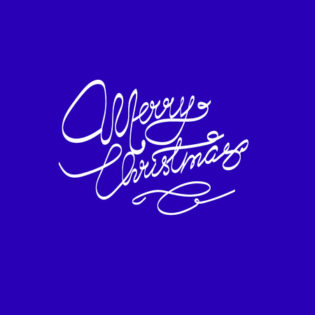 Calligraphic inscription merry Christmas, in white on a blue backgroundのイラスト素材