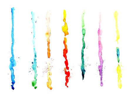 watercolor drips of paint, freehand drawing. Templates for the designer in brown on a white background. Of the workpiece, the elements of creativity, a freehand drawingの写真素材