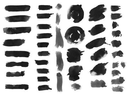 Various brush strokes. Templates for the designer in black on a white background. Of the workpiece, the elements of creativity, a freehand drawingの写真素材