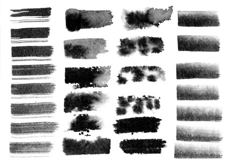 Various brush strokes. Templates for the designer in black on a white background. Of the workpiece, the elements of creativity, a freehand drawingの写真素材