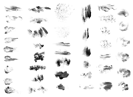 Various brush strokes. Templates for the designer in black on a white background. Of the workpiece, the elements of creativity, a freehand drawingの写真素材