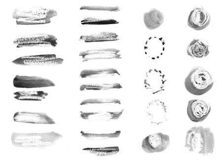 Various brush strokes. Templates for the designer in black on a white background. Of the workpiece, the elements of creativity, a freehand drawingの写真素材