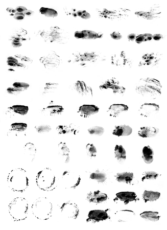 Various brush strokes. Templates for the designer in black on a white background. Of the workpiece, the elements of creativity, a freehand drawingの写真素材