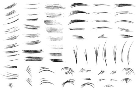 Strokes with a pencil. Freehand drawing with a pencil. Template for labels. Black and white drawing, illustrationの写真素材