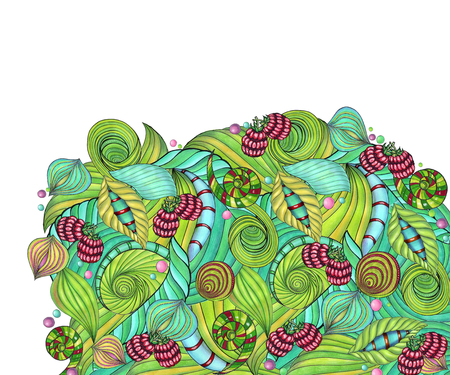 decorative raspberry wit green leavesの写真素材