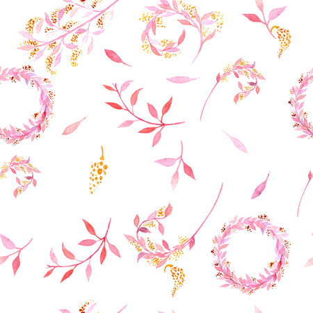 seamless pattern with leavs on a white backgroundの写真素材