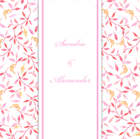 Background with watercolor pink, can be used as invitation card for wedding birthday and other holiday and summer background. Watercolor illustration.の写真素材