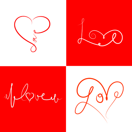 icons for Valentine's day in a nice  red coloursの写真素材