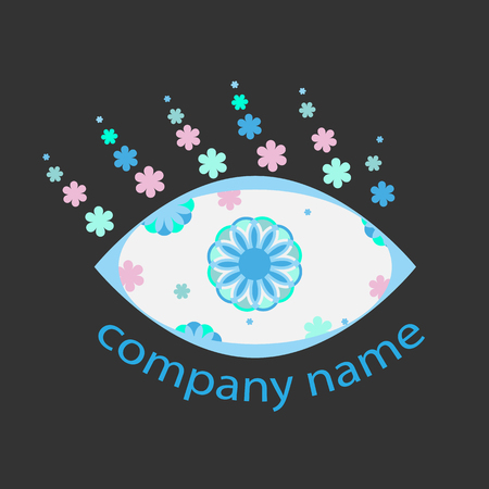 the way the human eye with the flowers for the logo on a dark grey backgroundの写真素材
