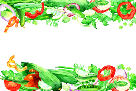 vegetables set watercolor. Motivational poster or banner.Healthy eating concept.の写真素材