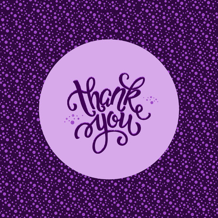 Round frame with the inscription thank you, lettering. Purple foil. The basis for the design of the banner, invitation.の写真素材