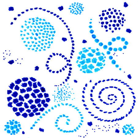 winter abstract composition in blue tones. Freehand drawing, sketch, patternの写真素材