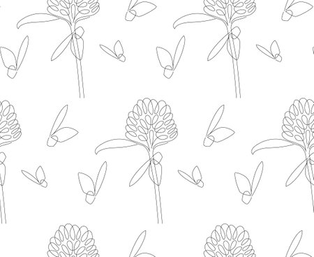 seamless pattern with clover flowers and butterfliesのイラスト素材