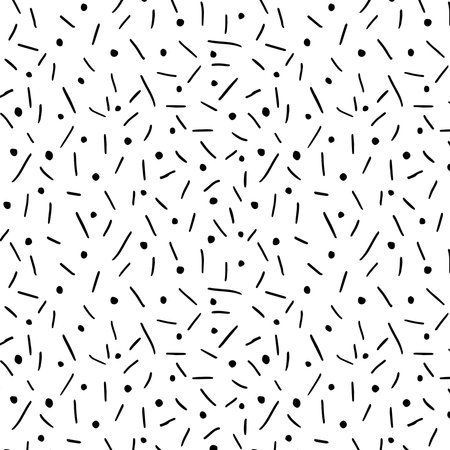 abstract background doodle dots and strokes monochrome patternのイラスト素材