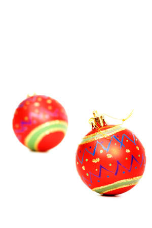 Vibrant red glass sphere Christmas decorationsの写真素材