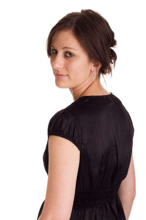 Attractive Caucasian business woman looking over her shoulderの写真素材