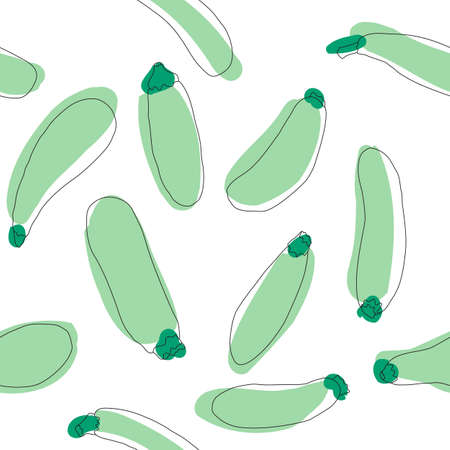 Zucchini seamless pattern. Simple flat hand drawn background vector design template.のイラスト素材