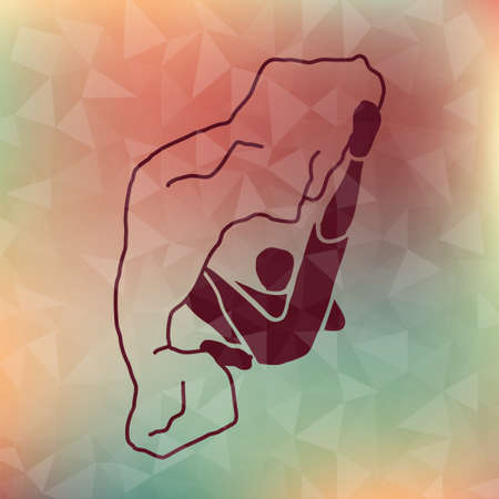 Silhouette of a climber. Rock climbing badge. Men doing extreme sport, adrenaline activity of strong men. Climber without a rope.のイラスト素材